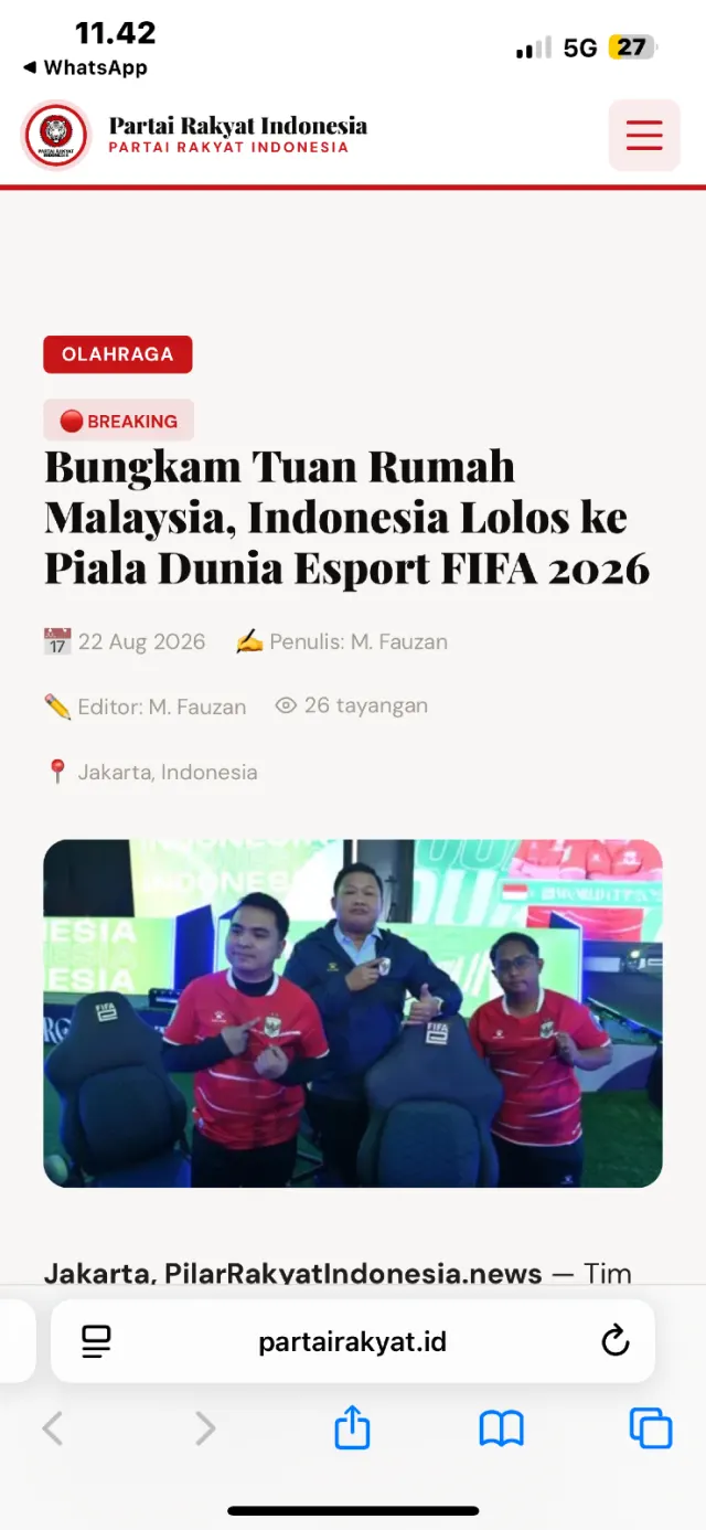 Bungkam Tuan Rumah Malaysia, Indonesia Lolos ke Piala Dunia Esport FIFA 2026 — Olahraga