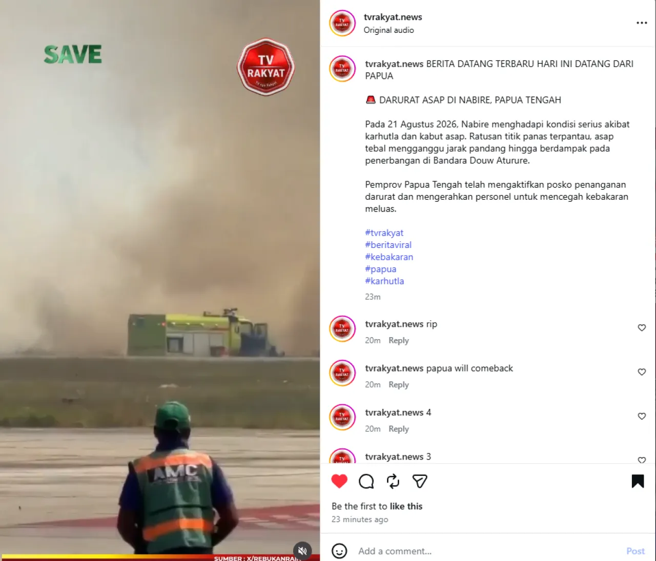  DARURAT ASAP DI NABIRE, PAPUA TENGAH — News